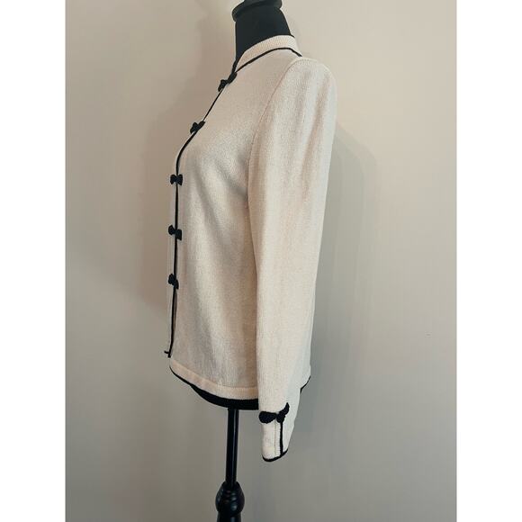 J.S.S knit wear button up Jacket small wool cream/ black vintage classic - Picture 2 of 15